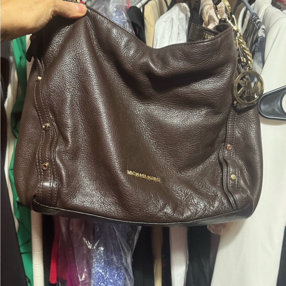 Michael Kors Dark Brown Leather Hobo Bag